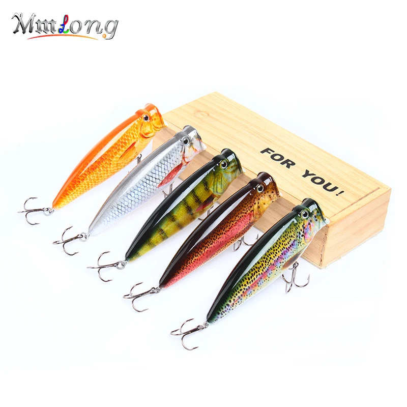 MM. largo 9,5 cm Venta caliente Popper Señuelos de Pesca Super Topwater Crankbait 18,5G vivo cebo de pescado 5 Color de pesca pesca HML05