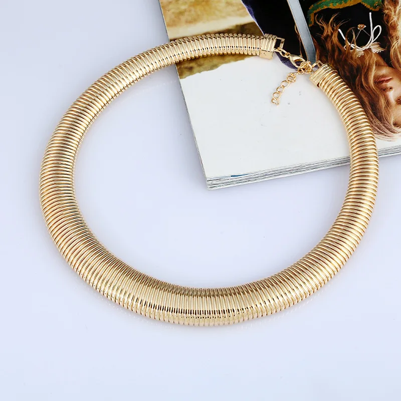 Винтажное Золотое массивное ожерелье для женщин в стиле панк, модное женское ювелирное изделие