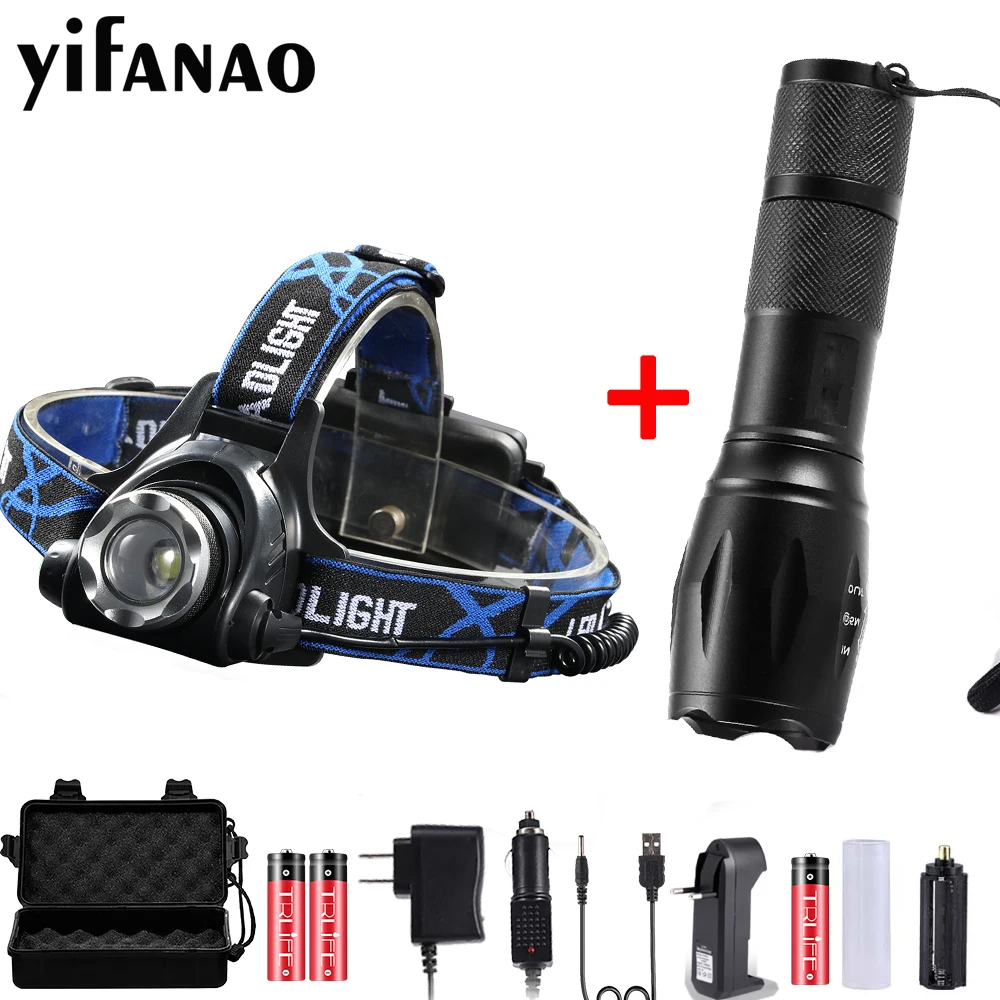 

1500LM LED Headlamp T6 L2 V6 Head Light Zoom Head Lamp Use 2x18650+LED Flashlight Zoom Torch Bicycle Light By 18650 Battery