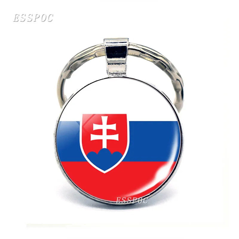 Центральная Европа: Австрия, Польша, Германия, Швейцария, Флаг Франции, брелок для ключей, стеклянный ювелирный брелок, кулон патриот, национальные подарки - Цвет: Slovakia