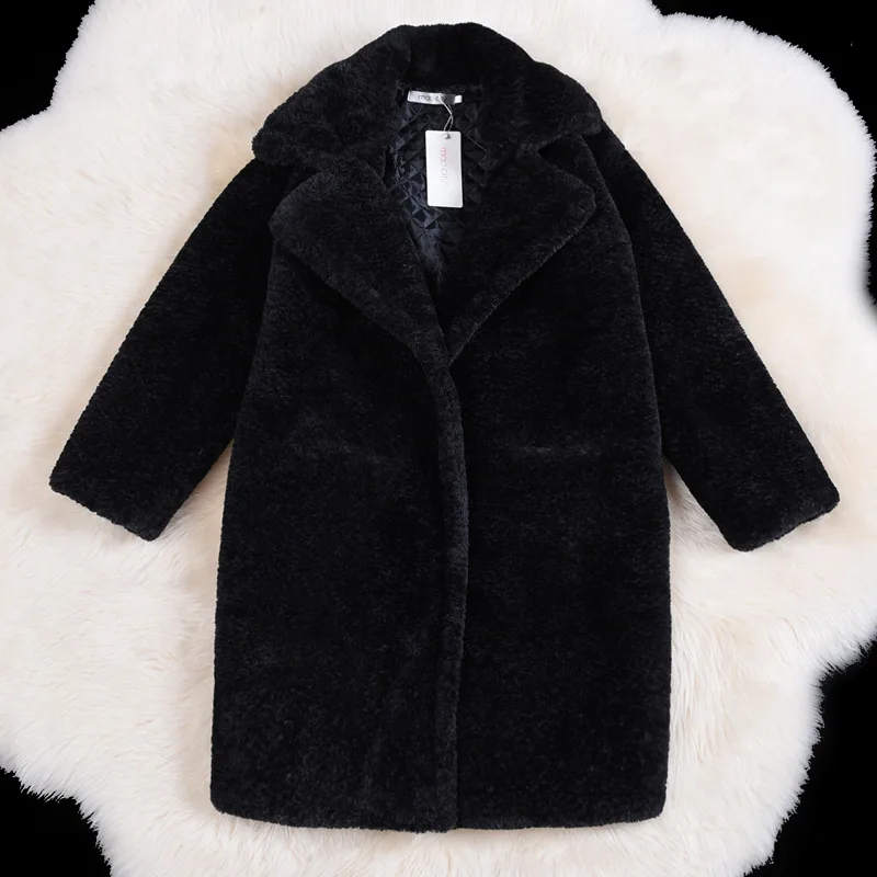 Fourrure Femmes 0911 De Beige Faux D'hiver Moutons Américain Long Et Vêtements Européen Cisaillé rouge Pardessus Nouvelles rose Manteau Mode noir wZIZq1C