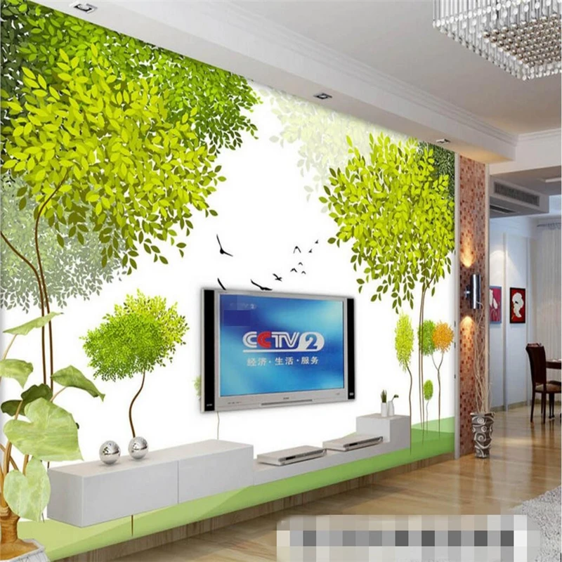 

beibehang Custom Photo Wallpaper Sticker Fresh Green Abstract Landscape TV Background Wall Decorative Painting papel de parede