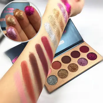 

Hot BEAUTY GLAZED 10 In 1 Long-lasting Matte Eyeshadow Palette Matte Shimmer Glitter Eye Shadow wyt77