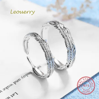 

Leouerry 925 Sterling Silver Original Feather Couple Ring Versatile Personality Temperament Open Ring for Women Fine Jewelry