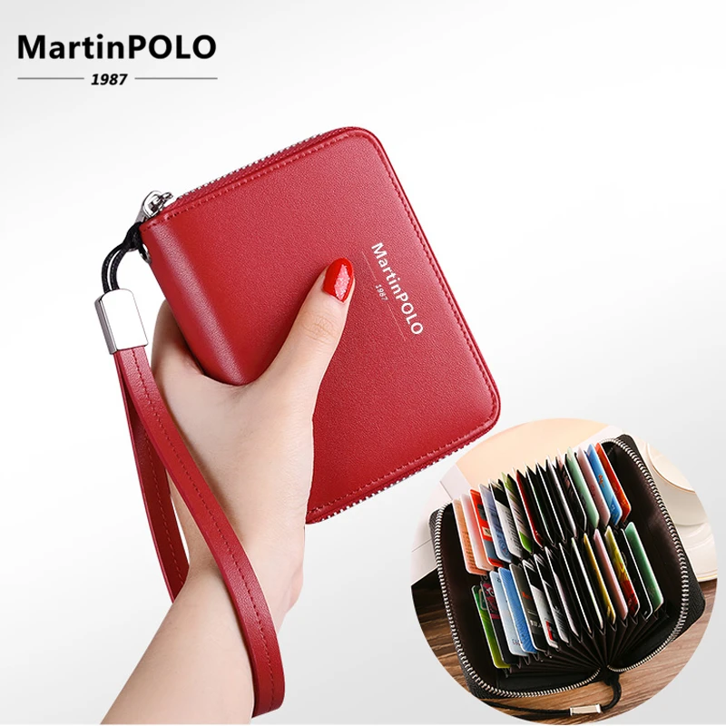 MartinPOLO кошелек из натуральной кожи для женщин визитница кредитных карт RFID защита
