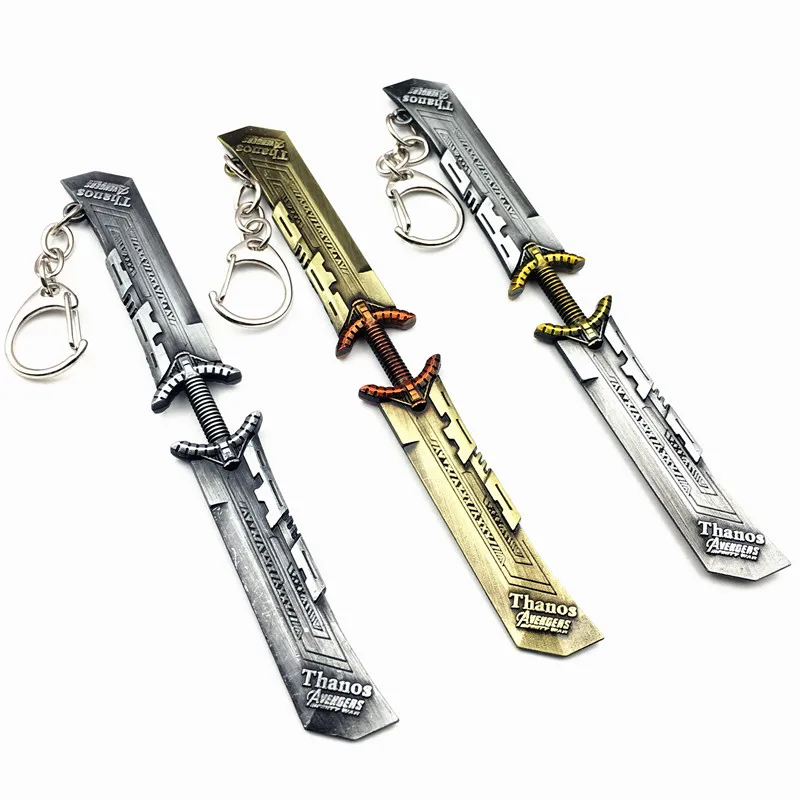 

2019 New Arrival Avengers 4 Thanos Weapon Model Sword Keychain Alloy Key Rings 10pcs/lot