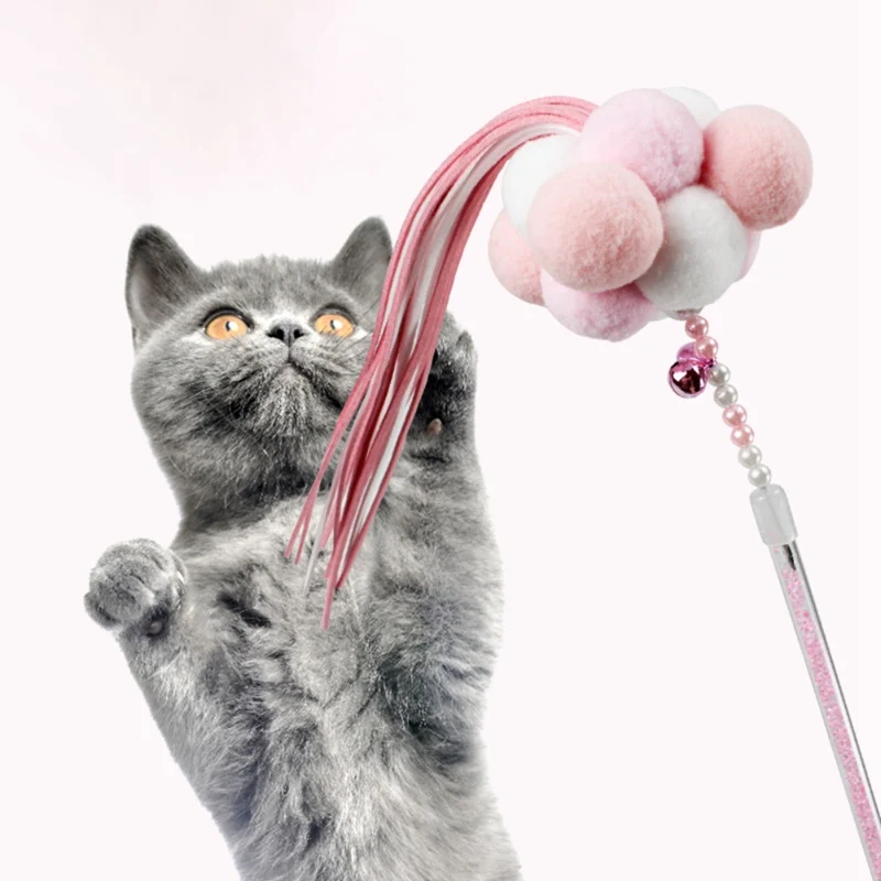 Cat Feather Toys Interactive Teaser Wand Toys With Bells And Pompon Scratcher Interactive Cat Training Toy Pet Product