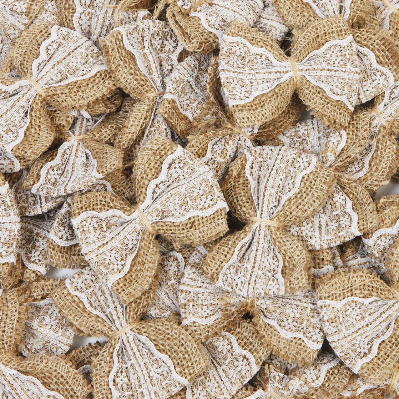 100 pieces /pack Hessian Burlap Lace Bows Embellishments Chic Christmas Tree Rustic Wedding Craft-L1