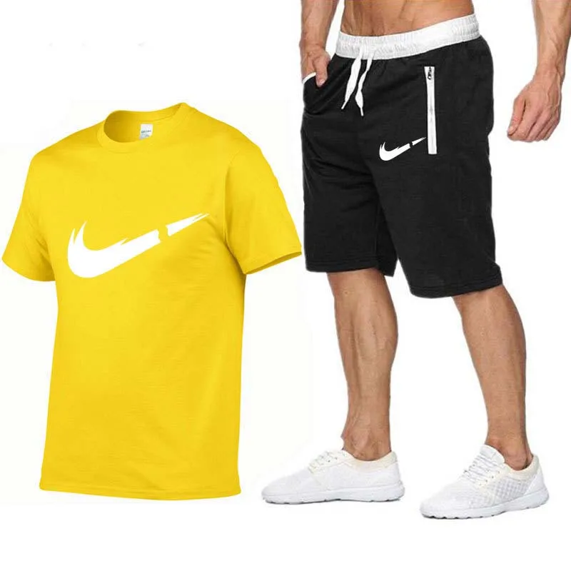  summer mens short set t shirt short pants cotton two piece set men outfits print tracksuit mens tracksuit casual 2 piece set