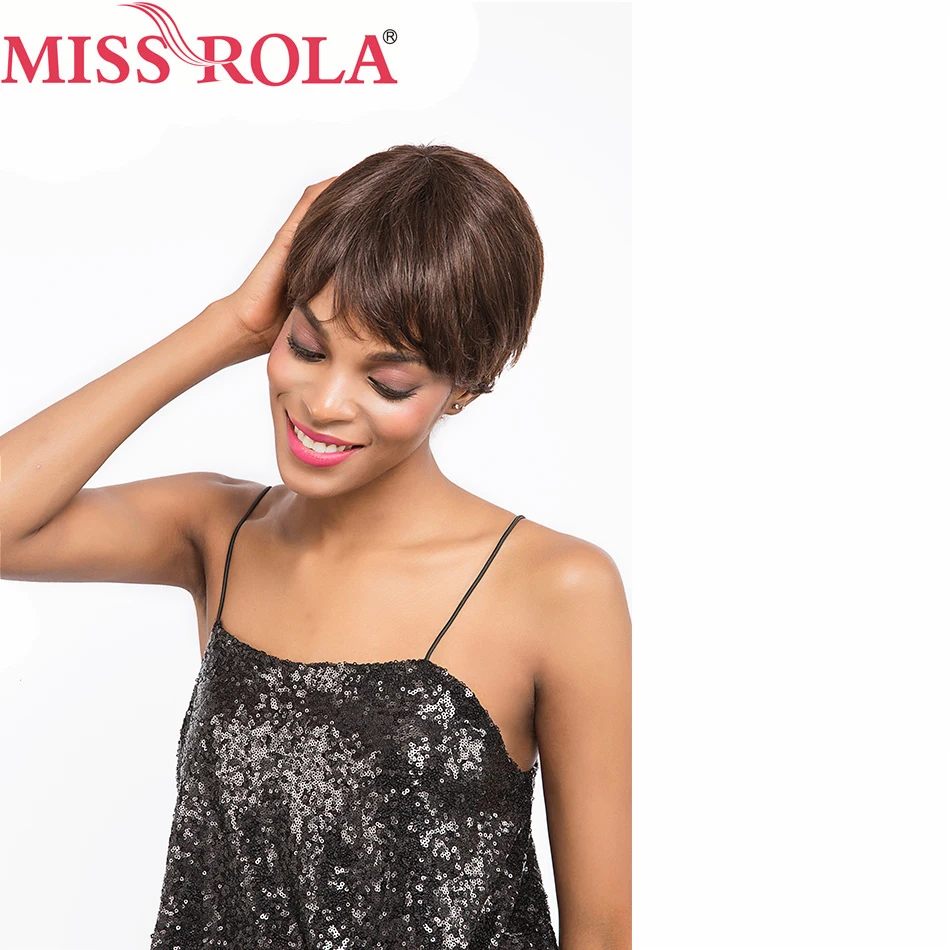 Мисс Рола волос бразильские человеческие волосы прямые #2 Цвет Короткие человеческих волос всей машины парики Бесплатная доставка не Remy