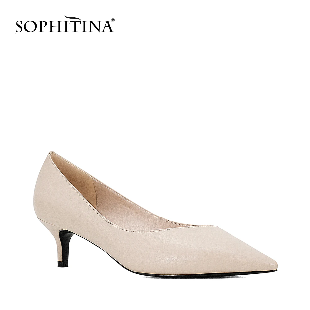 SOPHITINA/Лидер продаж; Пикантные туфли-лодочки на стильном низком каблуке как ; Удобная обувь из высококачественной натуральной кожи с заостренным носком; Модные офисные женские туфли; Элеганная обувь для женщин W21