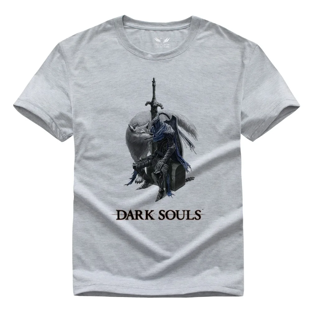 Dark Souls 3 игры Футболка с круглым вырезом Повседневное футболка Топы корректирующие короткий рукав для Для мужчин Для женщин футболка белый