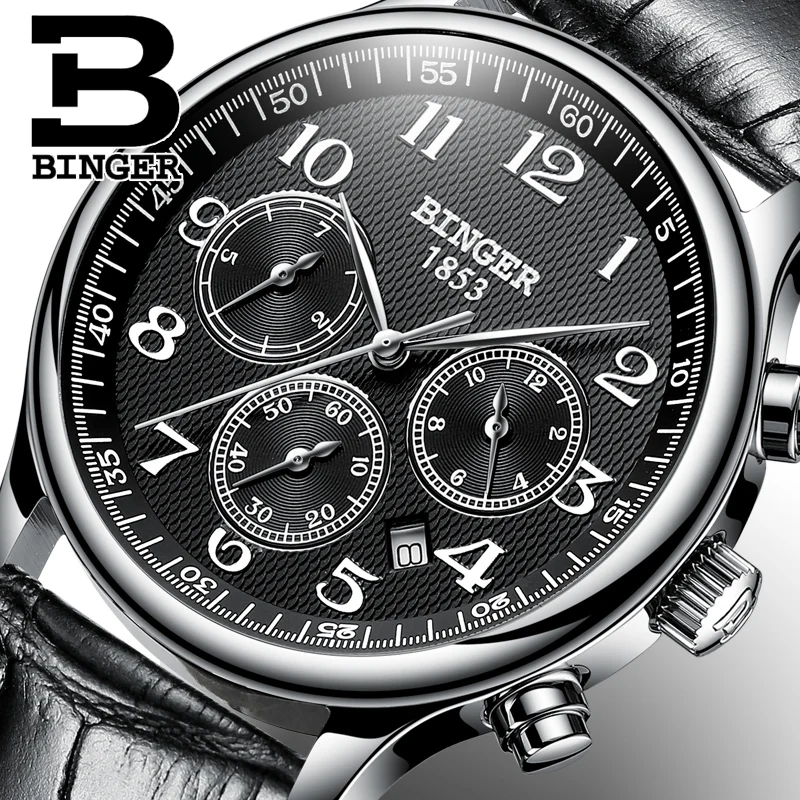 2017 Men s BINGER Brand Luxury Automatic Watch men Fashion Casual Dive 30M Date Clcok Business
