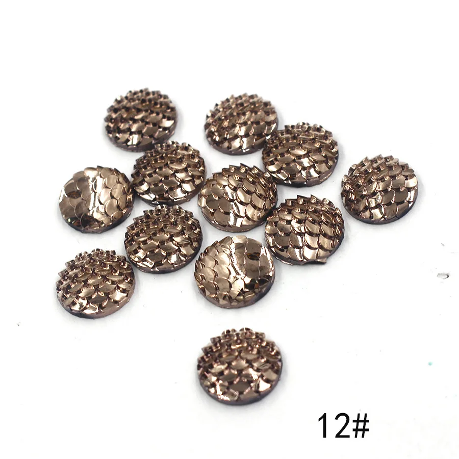 Round Fish Scale Resin Rhinestone Clasp Flat Base 12mm Ab Color Supplies For Jewelry Making Diy Hand Made Accessories Jewelry Findings