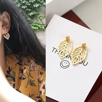 

Punk 2020 Fashion New Earrings Temperament Simple Mini Small Fresh Gold Leaves Small Leaf Lady Wholesale Earrings
