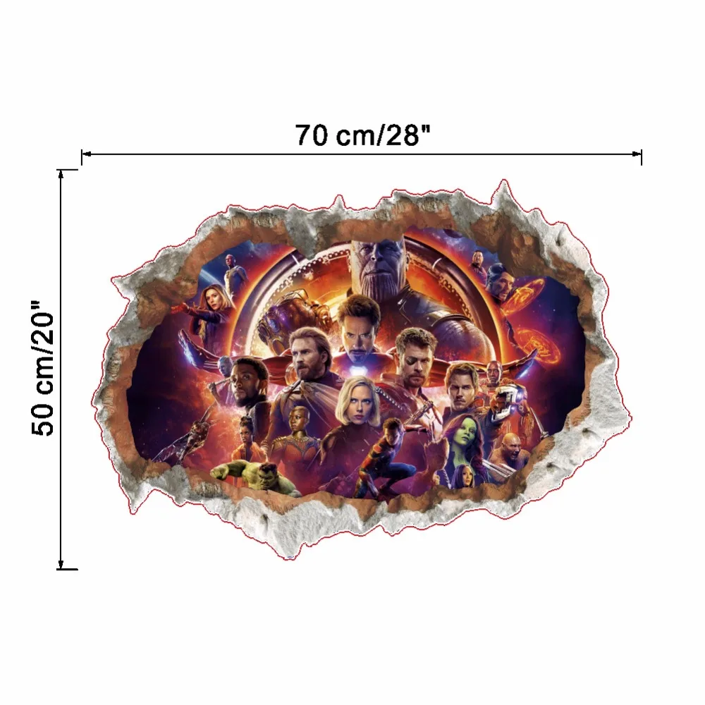 Мультфильм Фильм Мстители наклейки на стену для детской комнаты домашний Декор 3d эффект декоративные наклейки на стены diy Фреска художественные плакаты ПВХ Искусство - Цвет: ZYPA-14226-N