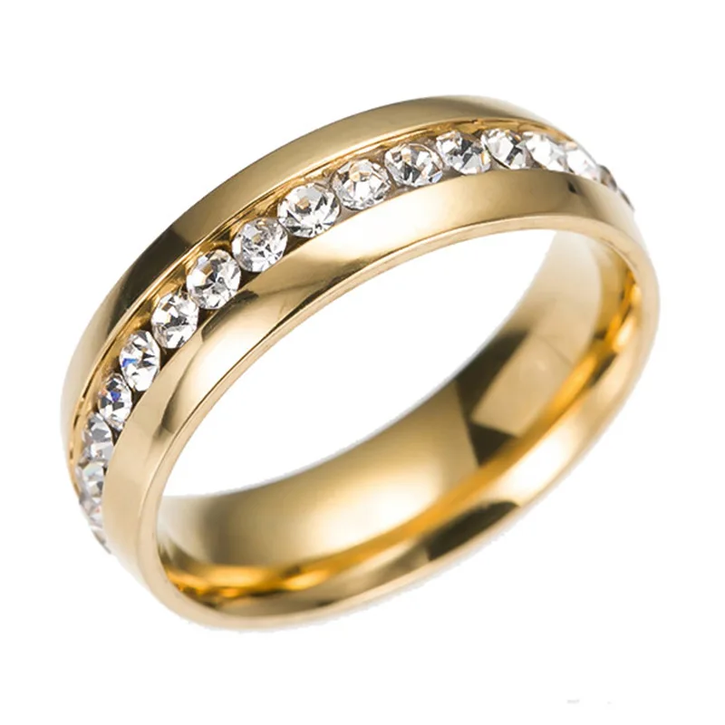 

ADOMANER Stainless Steel Couple Ring Women/Men Gold Color Wedding Engagement Rings Jewelry Crystal Stone Ring Free Shipping.