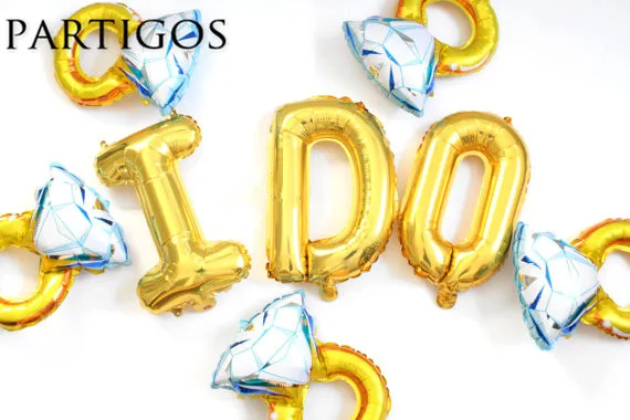 

8pcs 16inch Gold Silver I DO Letter Mini Diamond Ring Balloons Wedding Birthday Party Decorations Bridal Shower Gifts Globos