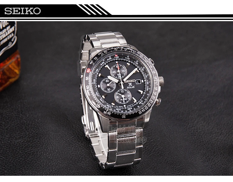 Seiko часы мужские Топ люксовый бренд водонепроницаемые спортивные наручные часы солнечные часы хронограф кварцевые мужские часы Relogio Masculino SSC009