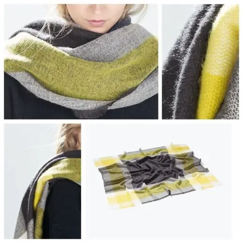1PC Yellow Unisex Women Men Winter Warm Blanket Oversized font b Tartan b font Scarf Large