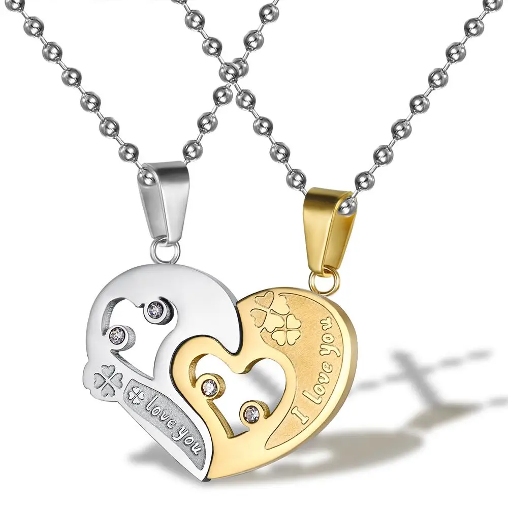 Mimeng Titanium Jewelry Titanium Couple Pendant Necklaces Heart Shape