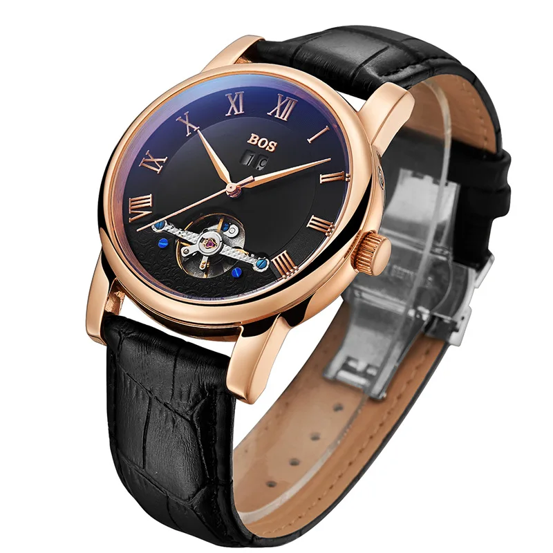 New Brand Luxury Business Multifunctional Hollow Tourbillon Automatic Mechanical Men's Leather Watch Relogio Masculino