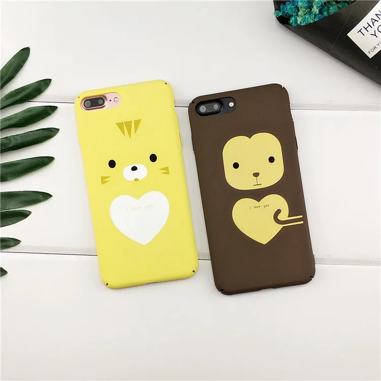 Animal Case For iPhone 6 6s 7 8 plus Phone Cases Cover Cute Cartoon animal monkey lion heart Covers for Fundas Coque |