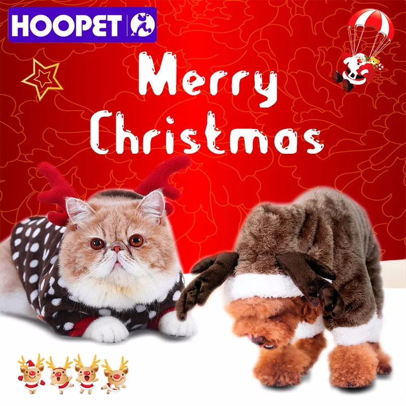 HOOPET Pet Cosplsy костюм Рождество Лось супер мягкая толстовка для маленькой собаки комбинезон зима осень# K