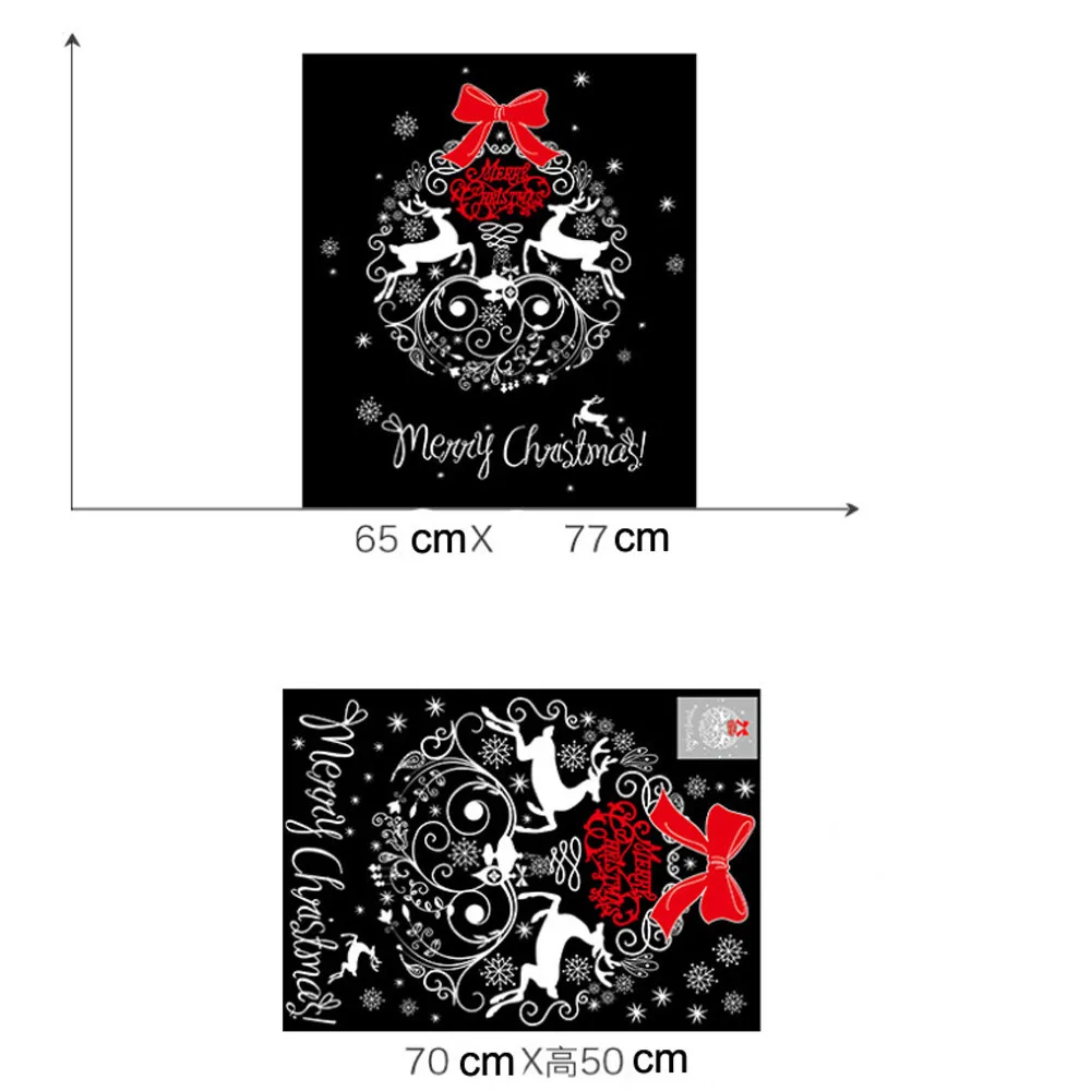 Рождественская Наклейка на стену, украшение в форме венка, съемная Снежинка, Рождественский северный олень, оконная наклейка для магазина, домашний декор