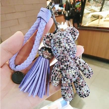 El Envío Gratuito! lujo Lindo Bling Rhinestones Llenos CZ Gloomy Bear Llavero Anillo de la Cadena Dominante Del Coche Colgante de Encanto Del Bolso Hotsale Regalos