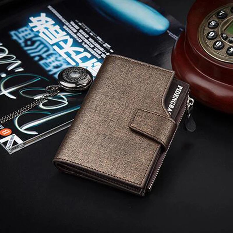 

New fashion business men short paragraph wallet zipper money clips