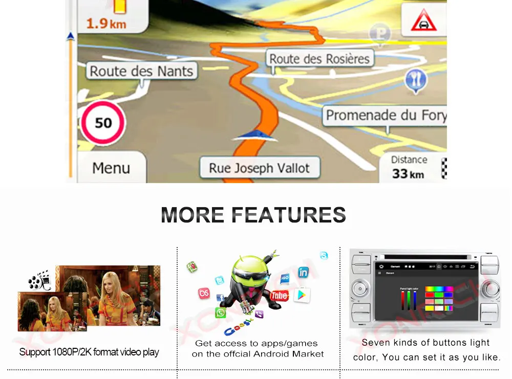 Clearance Car Multimedia Player Android 8.0 Car GPS Navi Autoradio 2 Din 7 Inch For Ford/Mondeo/Focus/Transit/C-MAX/S-MAX/Fiesta 4GB RAM 19