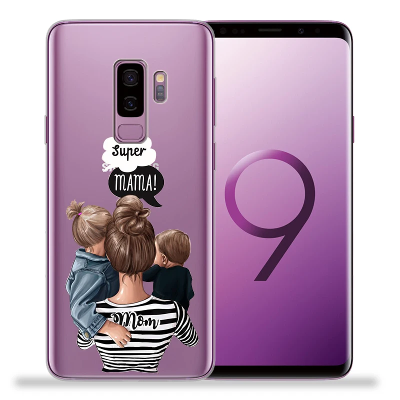 Модный чехол для телефона с изображением суперпапы мамы и дочки для samsung Galaxy S9 S8 S10 Plus S7 S6 Edge S10 Lite Note 8 9 Funda Etui - Цвет: 01