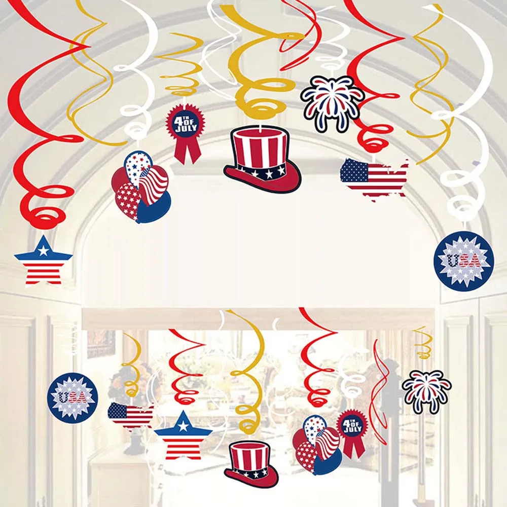 

Hanging Swirl American Independence Day National Flag Party Decor Home Garden House Decoration