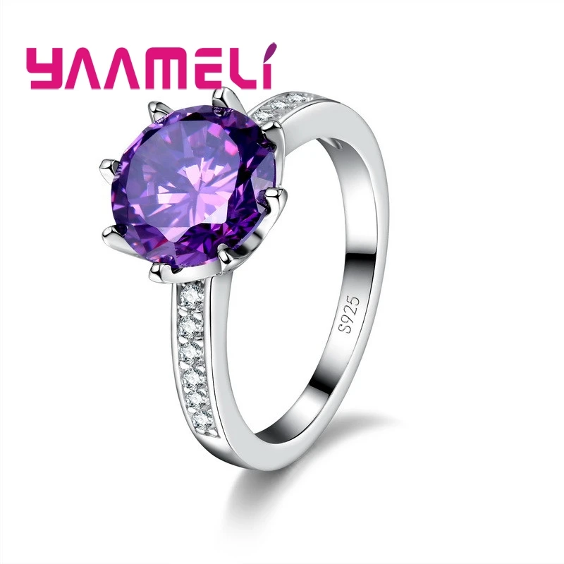 

Promotion Sale! Fine Genuine 925 Sterling Silver CZ Stone Rings for Men Women Cubic Zircon Wedding Engagement Jewelry 7 Colors