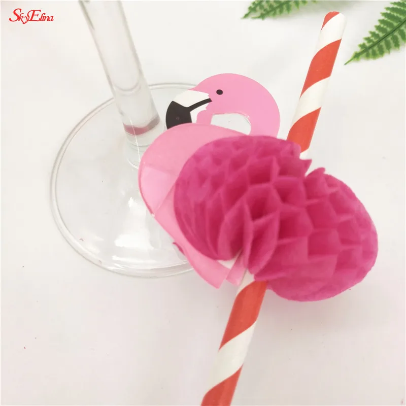 25pcs 3D Flamingo Pink Jungle paper drinking Straws Cocktail decorative straw lot  birthday wedding party decorations 5zSH887 (20)