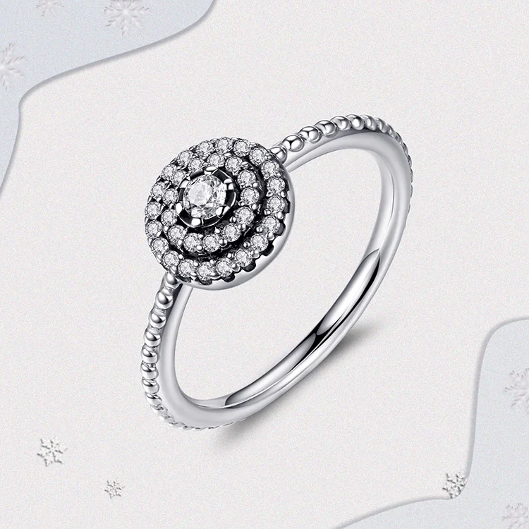 Настоящее 925 пробы Серебряное сияющее элегантное кольцо с сверкающим прозрачным CZ для женщин Оригинальное кольцо Pan ювелирные изделия FB7178
