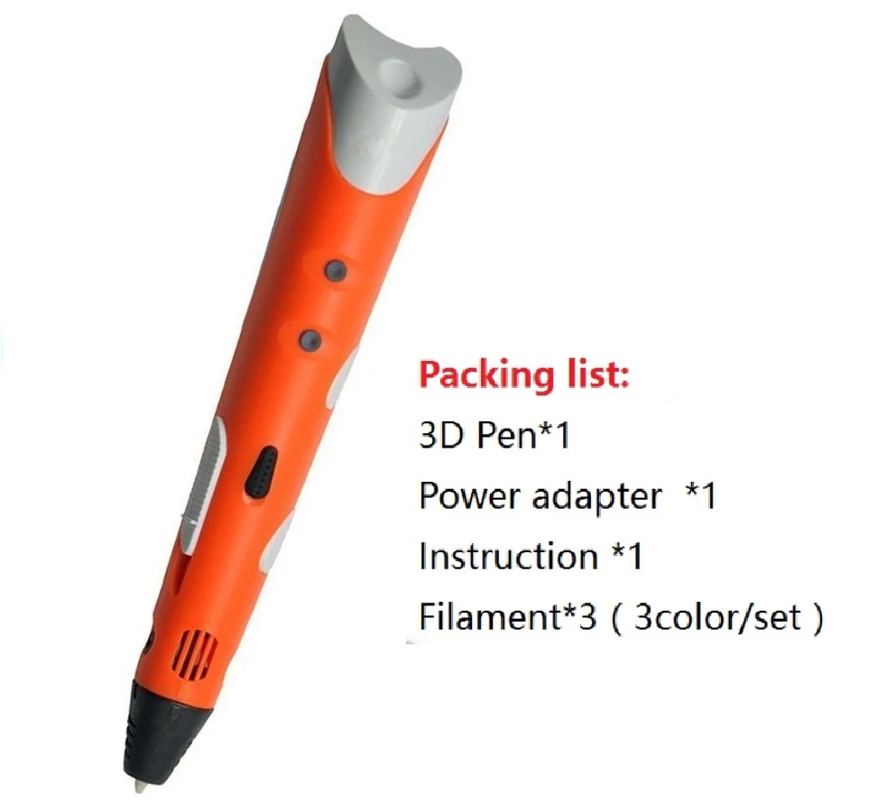 Самая стабильная 3D Ручка DIY 3d Ручка для принтера с 20 цветами 200 м PLA нитью искусство для детей Инструменты для рисования магазин при фабрике - Цвет: Orange pen