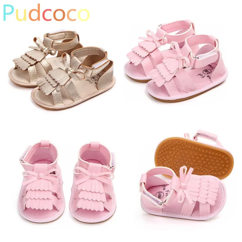 

Newborn Baby Infant Girls Bowknot Tassels Summer Crib Shoes 0-18 Months