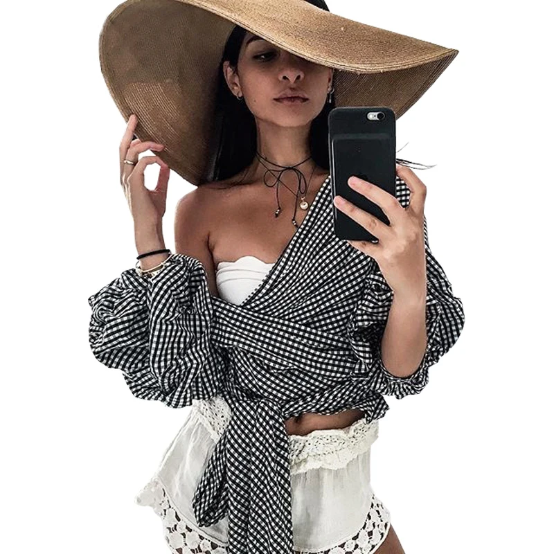

Women Off Shoulder Stripe Tops Loose Flare Sleeve Casual Freestyle Shirt Blouse