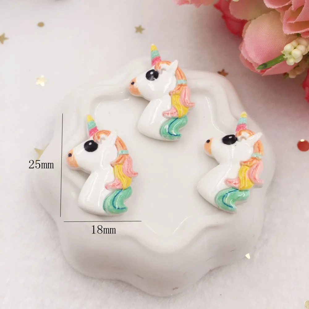 10pcs Lovely Resin 3D Colorful Unicorn Flat Back Cabochon Figurine Stone Embellishments Applique DIY Wedding Scrapbook Craft W67