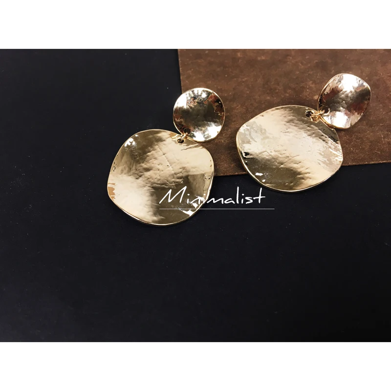 

LWONG New Gold Color Double Coin Stud Earrings for Women Metal Round Disc Earrings Minimalist Earrings Jewelry Wholesale