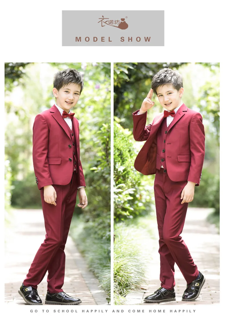 Boys Weddings Suits Clothing Sets (Jacket+ Pant +Tie) Kids Prom Party Wear Clothes For Children Boy Formal Classic Costume (3)