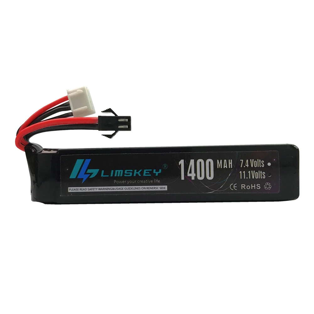 Limskey Lipo батарея 11,1 V 1400MAH 25C Lipo батарея для страйкбола пневматические пистолеты Пистолетная винтовка Пистолетная металлическая с SM вилкой