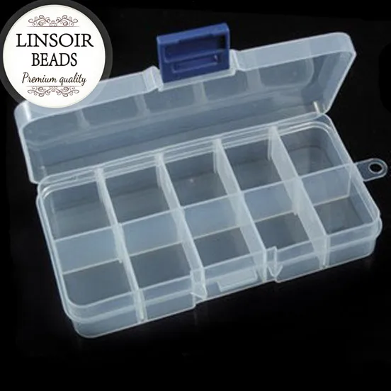 

wholesale Jewelry boxes white Plastic Tool Box Adjustable 10 Slots Craft Organizer Storage Beads Bracelet Jewelry Boxes F664
