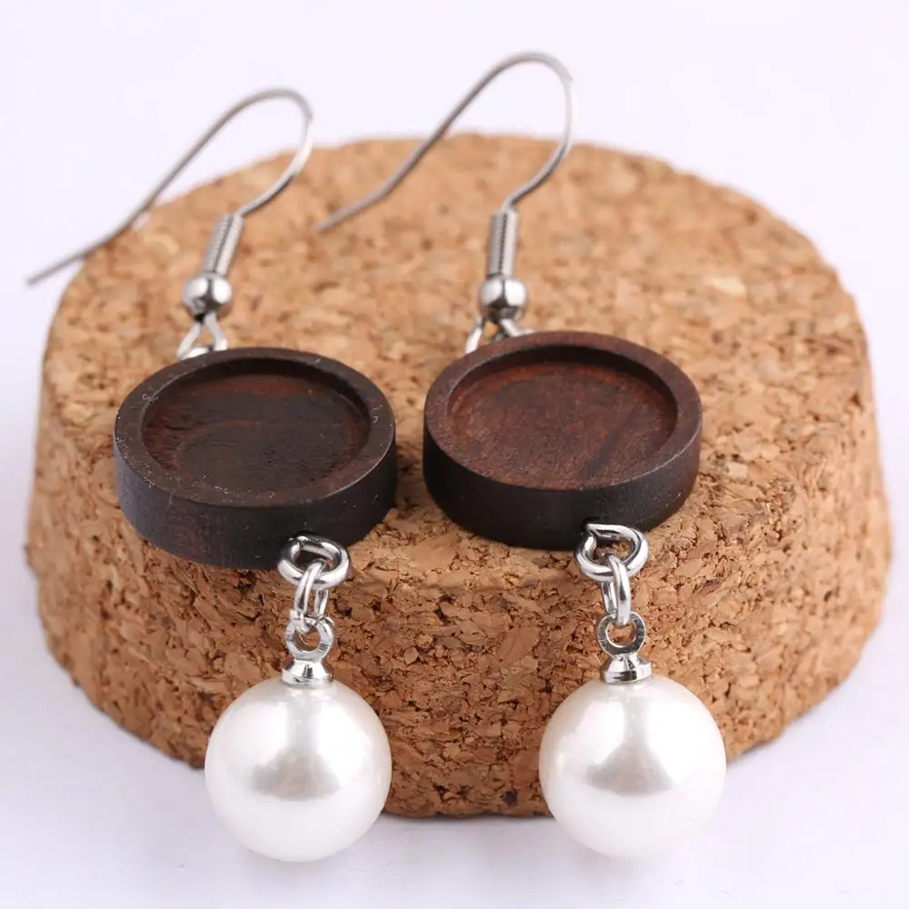 Onwear 10 шт. Деревянный Кабошон серьга 12 мм dia cameo Базовые заготовки diy Деревянные