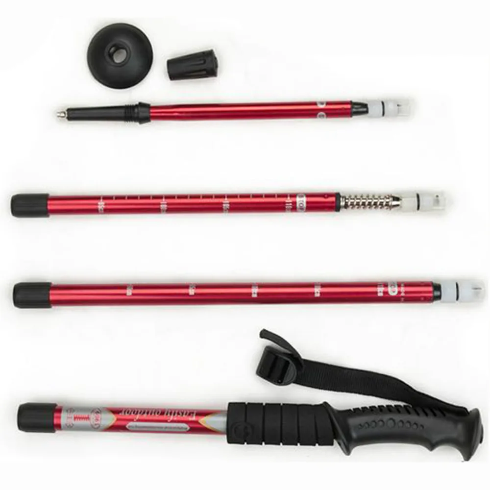 Venta caliente de alta calidad Durable Anti-shock caminar senderismo 4 secciones mango recto senderismo escalada Venta caliente de alta calidad Durable Anti-shock caminar senderismo 4 secciones mango recto senderismo escalada