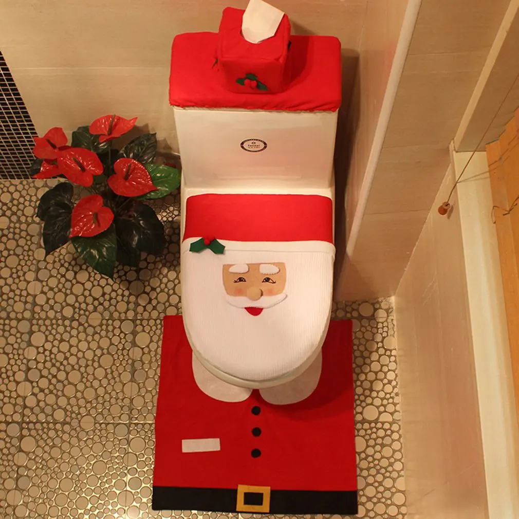 Санта Клаус чехол для унитаза ванная комната комплект Рождество аксессуары дома Новый год код Navidad украшения