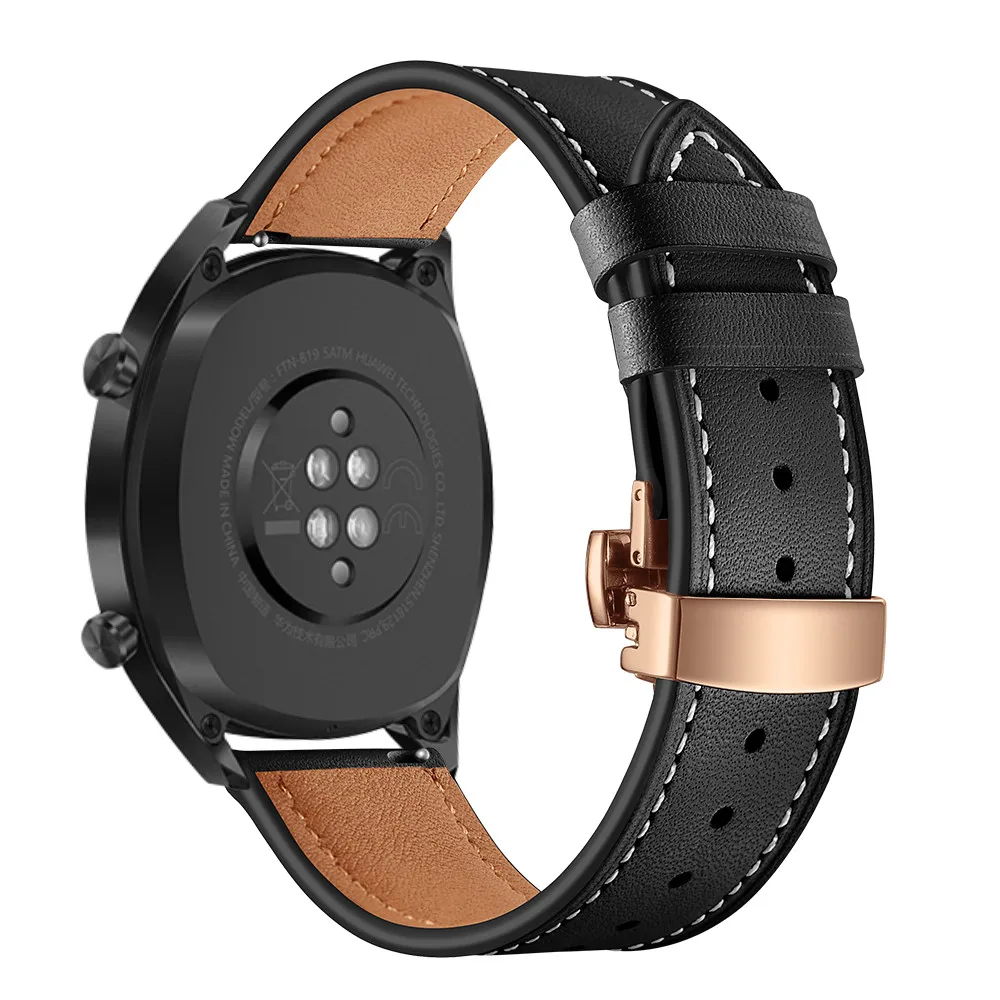 Кожаный ремешок для часов huawei GT для samsung Galaxy Watch active 46 мм gear S3 correa amazfit ремешок Bip 22 мм Браслет Бабочка Пряжка
