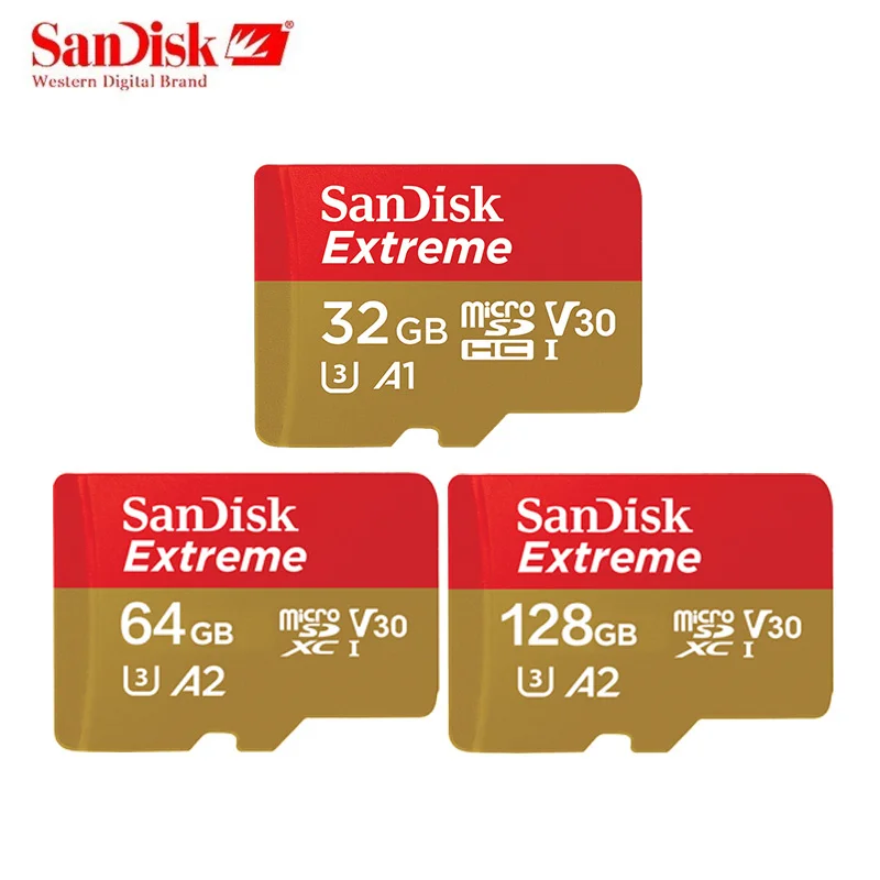 Карта памяти SanDisk 128 GB Extreme micro SD карта 32 64 UHS I C10 U3 V30 A2 картао де memoria TF карты для